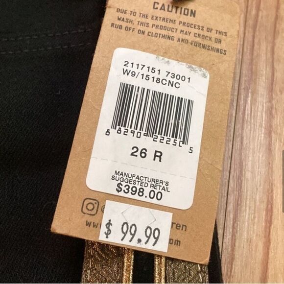 NWT Polo Ralph Lauren Gold & Black Wide Leg Black Jeans 26W - Picture 9 of 14